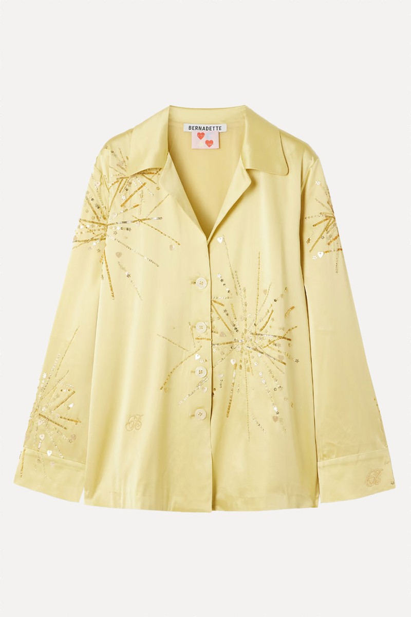 Louis Embellished Silk-Blend Satin Shirt from Bernadette
