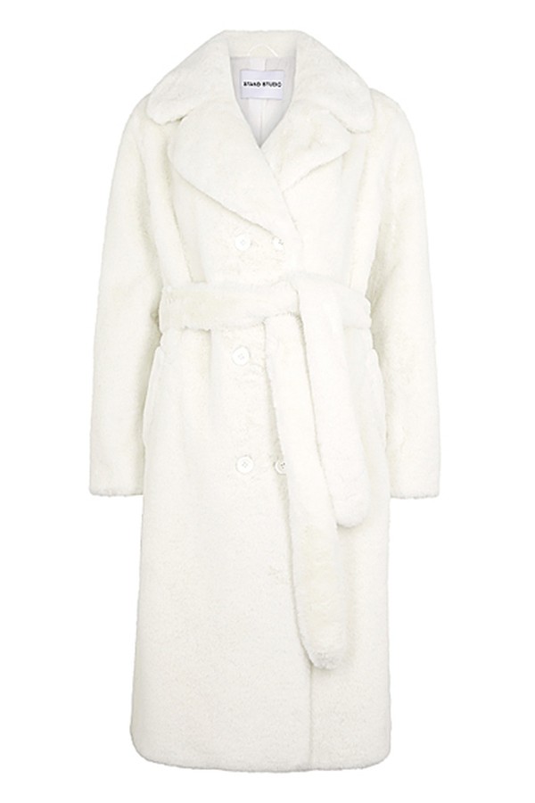 Faustine White Faux Fur Coat from Stand Studio