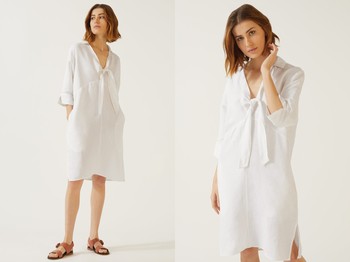 Ines Linen Mix Wrap Knot Kaftan