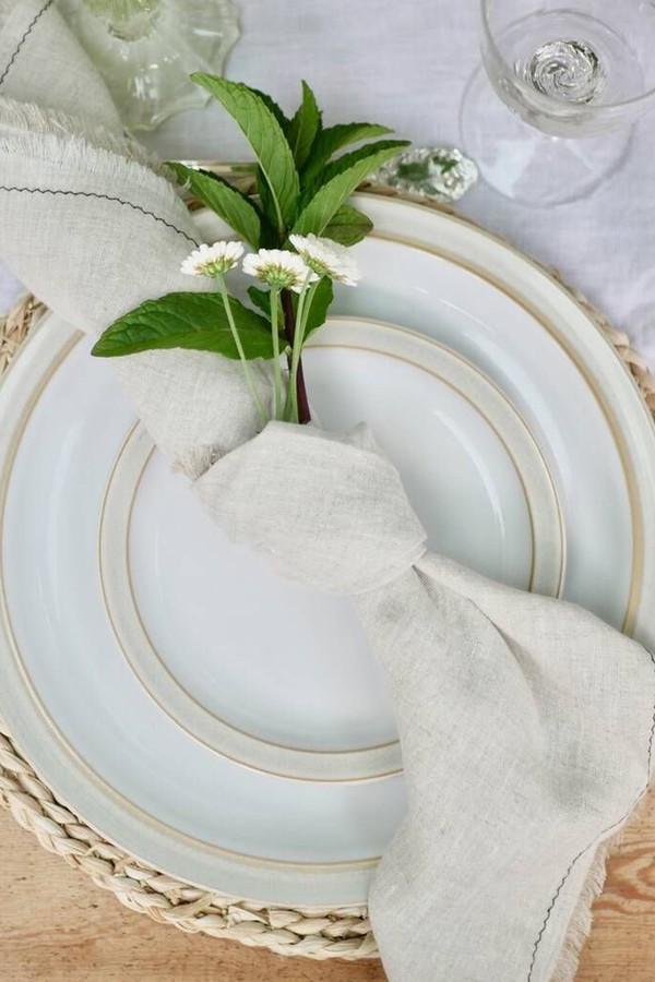 Pair Of French Linen, Natural Fringed Napkins