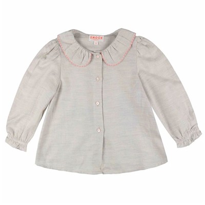 Woolf Blouse Milk With Watermelon Stitching from Smock London