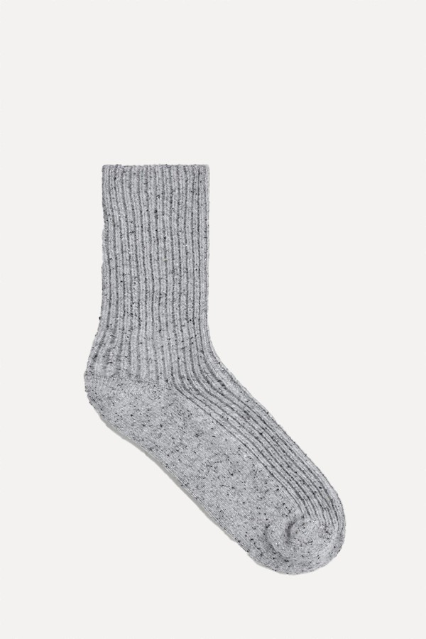 Speckled Ribbed-Knit Socks from COS