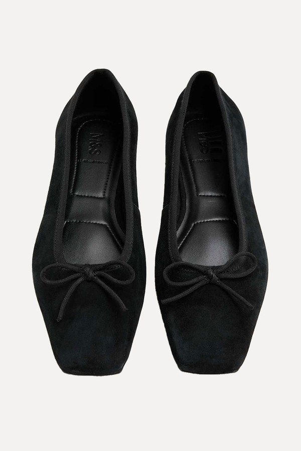 Suede Flat Square Toe Ballet Pumps from Marks & Spencer
