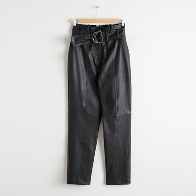 Paperbag Waist Leather Trousers from & Other Stories