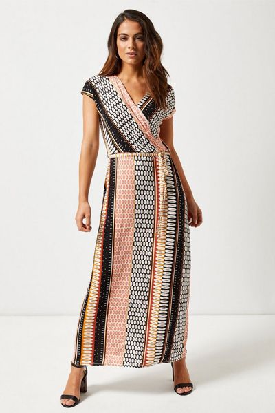 Multi Colour Geometric Print Maxi Dress