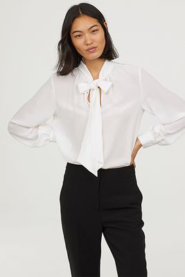 Tie-Detail Silk Blouse from H&M