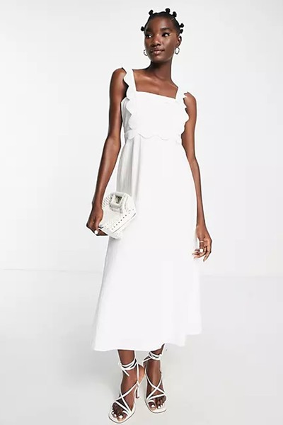 Scallop Trim Textured Midi Dress from Topshop 