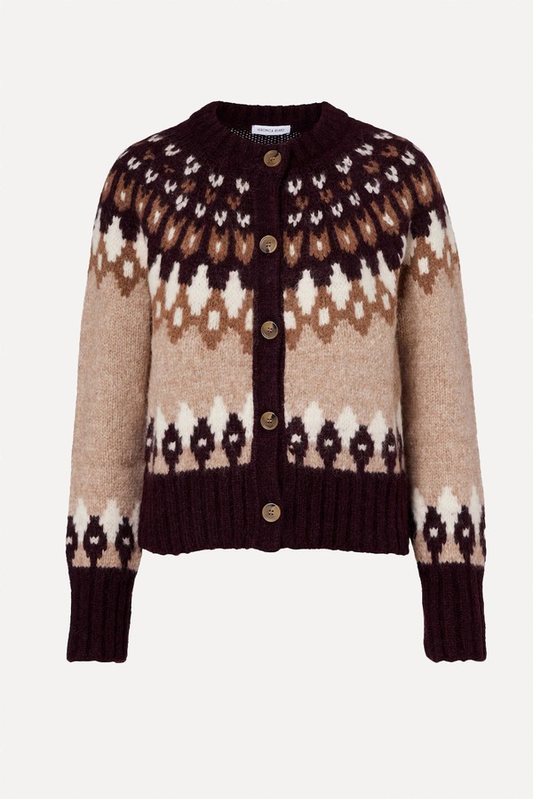 Christina Fairisle Round-Neck Wool-Blend Cardigan from Veronica Beard