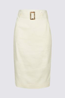 Linen Blend Pencil Skirt