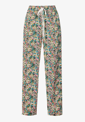 Floral-Print Wide-Leg Mid-Rise Silk-Crepe Trousers from See By Chloe
