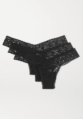 Signature Set Of Three Low-Rise Stretch-Lace Thongs from Hanky Panky