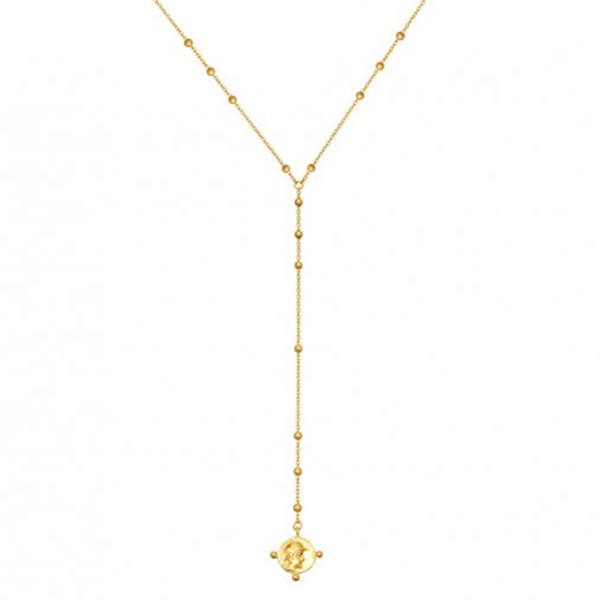 Gold Beaded Coin Lariat Necklace from Missoma