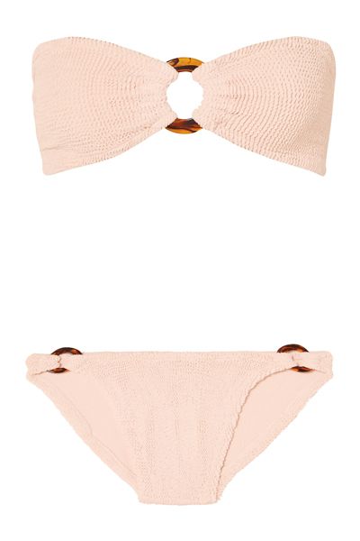 Gloria Embellished Seersucker Bandeau Bikini from Hunza G