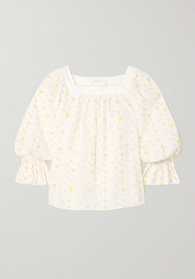 Floral-Print Broderie Anglaise Cotton-Voile Blouse from See by Chloé