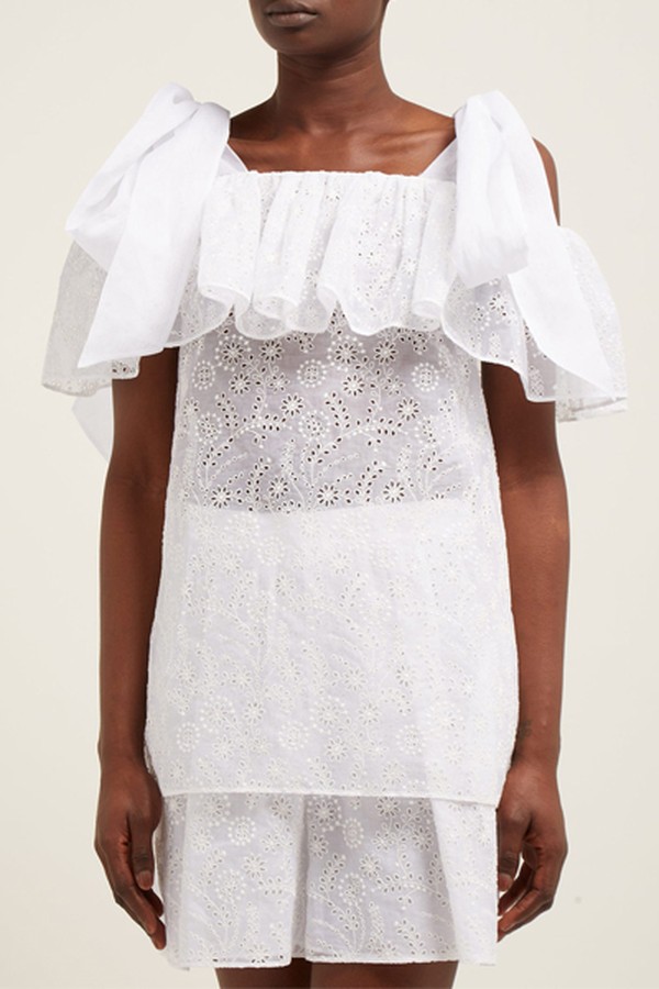 Micro Sangallo Cotton-Blend Broderie Anglaise Top from Valentino
