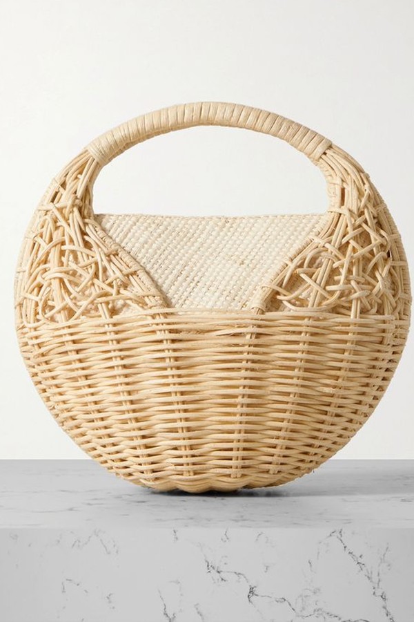 Sea Shell Leather-Trimmed Raffia Tote from Ulla Johnson