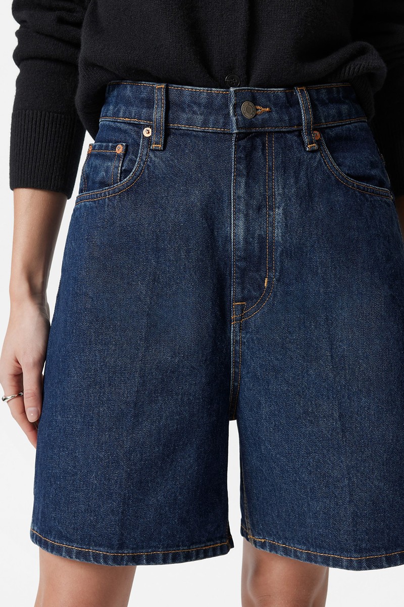 Wide-Leg Denim Shorts