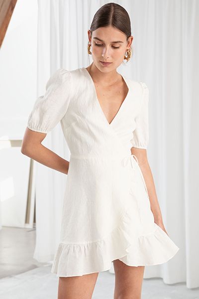 Puff Sleeve Linen Wrap Mini Dress from & Other Stories