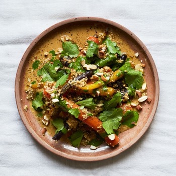 Carrots With Quinoa, Mojo Verde & A Hazelnut Sauce