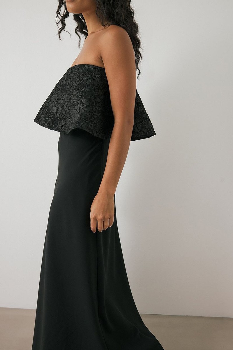Jacquard Bandeau Volume Maxi Dress