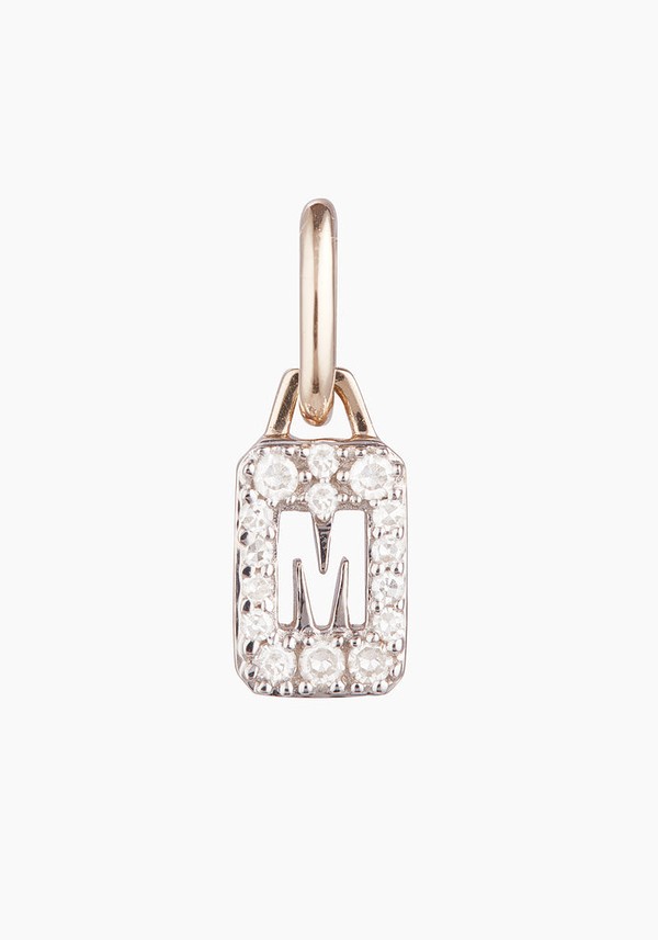 Tiny Diamond Alphabet Tag Pendant