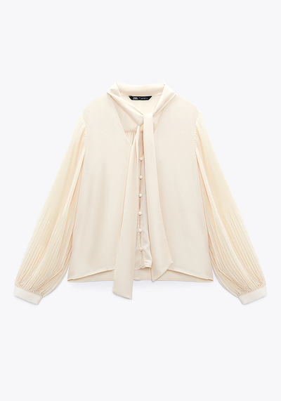 Pleated Blouse With Bow from Zara