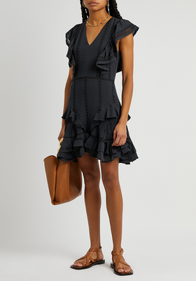 Jaudrey Black Ruffled Gauze Mini Dress from Isabel Marant Étoile