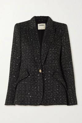 Chamberlain Sequin-Embellished Metallic Tweed Blazer from L'Agence