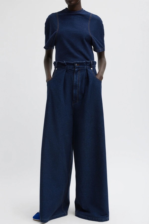 Barre Denim Knit Walker Wide Leg Jeans from Tibi