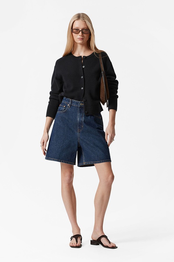 Wide-Leg Denim Shorts