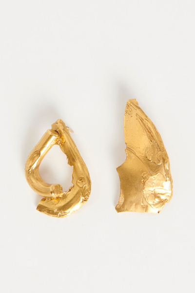 Yellow Gold Plated Textured Earrings from Alighieri