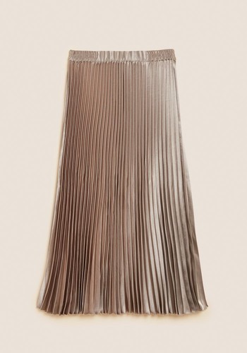 Satin Pleated Midaxi Skirt