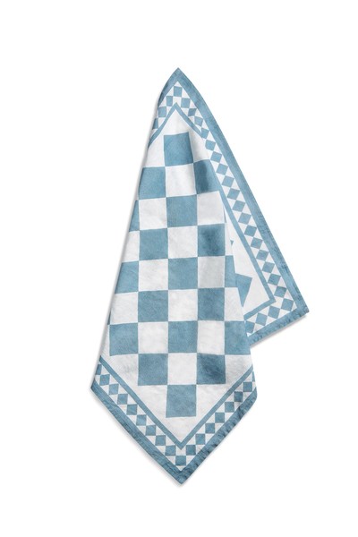 Blue Check Linen Tablecloth from Summerill & Bishop