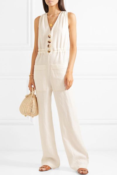 Button-Embellished Linen Jumpsuit from Nicolas