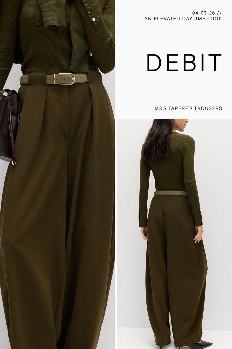 Horseshoe Pleat Front Tapered Trousers from Marks & Spencer