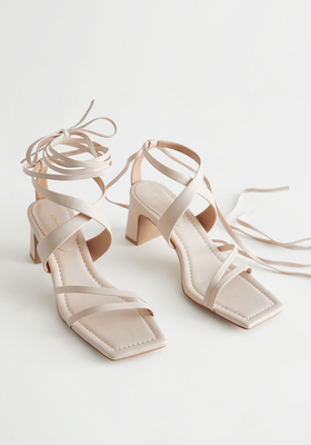 Block Heel Strappy Leather Sandals