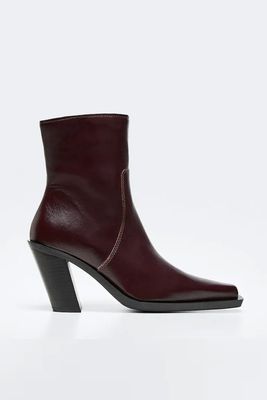 Leather Pointed Ankle Boots from Mango
