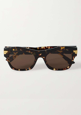 Square-Frame Tortoiseshell Acetate Sunglasses from Bottega Veneta