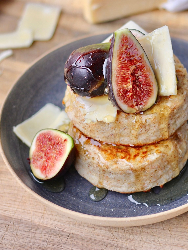 Wholemeal Cheese Crumpets With Fresh Figs & Honey