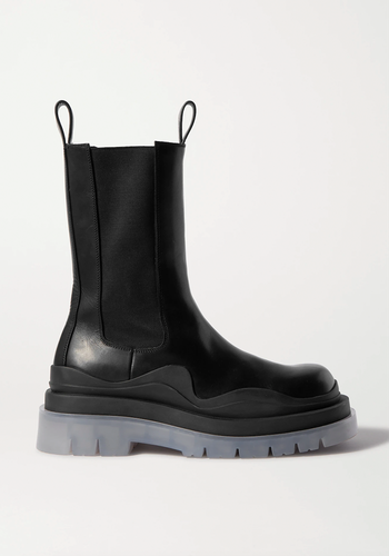 Tire Rubber-Trimmed Leather Chelsea Boots from Bottega Veneta 