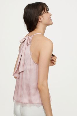 Lace-Trimmed Satin Top