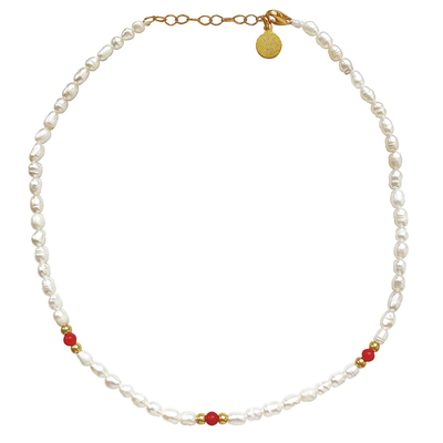 Pearl Necklace Mona with Corals from Smilla Brav