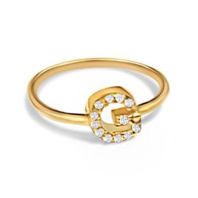 Amara Initial Ring with Crystals from Anna Lou Of London