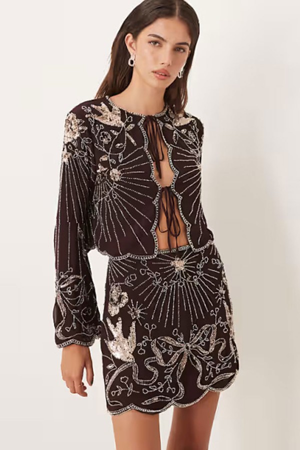 Bow & Bird Embellished Long Sleeve Co-Ord Blouse from Asos Design