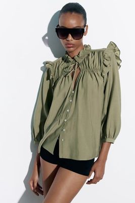 Ruffled Shoulder Blouse, £29.99 | Zara