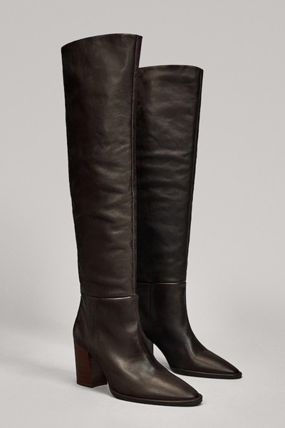 Over-The-Knee Boots With Wooden Heels from Massimo Dutti