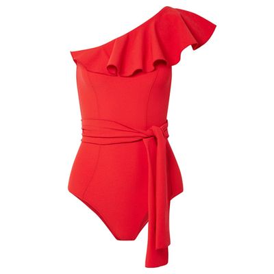 Ruffled One Shoulder Swimsuit from Lisa Marie Fernadez