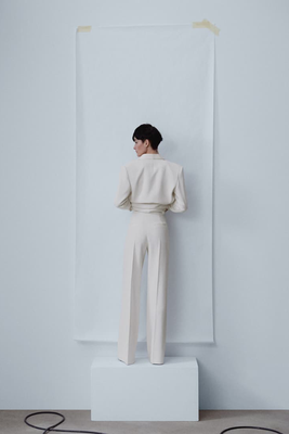 Palazzo Suit Trousers With Satin Details