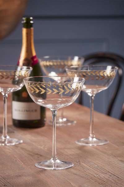 Gold Leaf Champagne Coupes from Cox & Cox