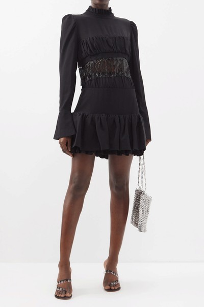 Chainmail Fringed Crepe Cropped Top from Paco Rabanne